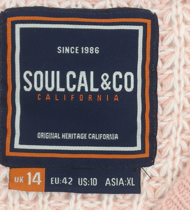 Womens UK Size 14 SoulCal & Co Pink Pullover Jumper