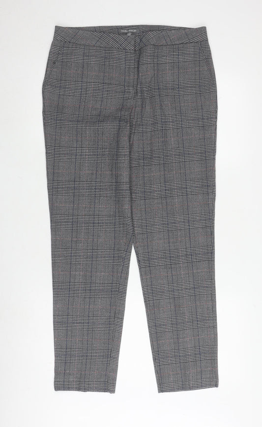 Laura Ashley Women's Grey Check Trousers Size 12