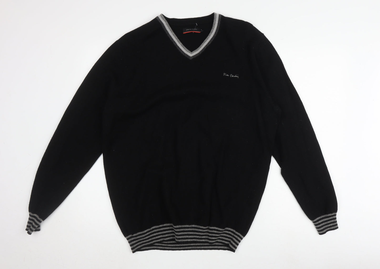 Pierre Cardin Men's Black V-Neck Pullover Jumper L