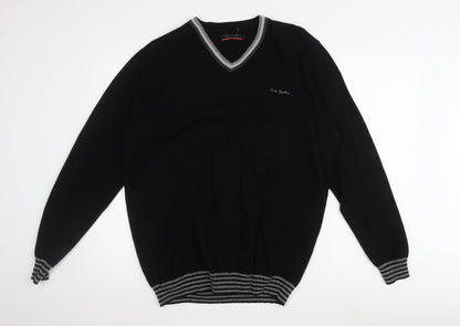 Pierre Cardin Men's Black V-Neck Pullover Jumper L