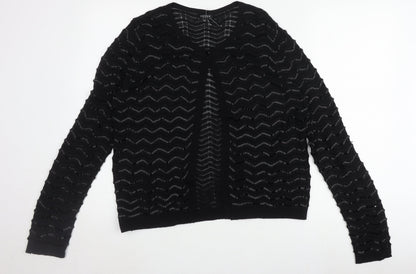 Jaeger Women's Black Cardigan M Open-Knit