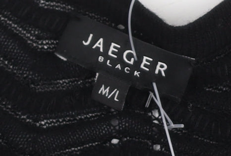 Jaeger Women's Black Cardigan M Open-Knit