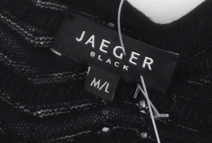 Jaeger Women's Black Cardigan M Open-Knit