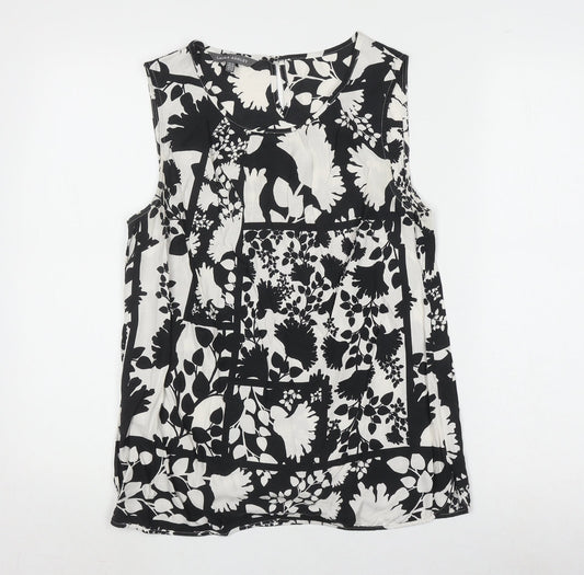 Laura Ashley Women's Black Floral Sleeveless Blouse, Size 12
