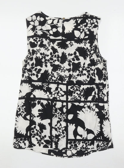 Laura Ashley Women's Black Floral Sleeveless Blouse, Size 12