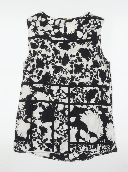 Laura Ashley Women's Black Floral Sleeveless Blouse, Size 12