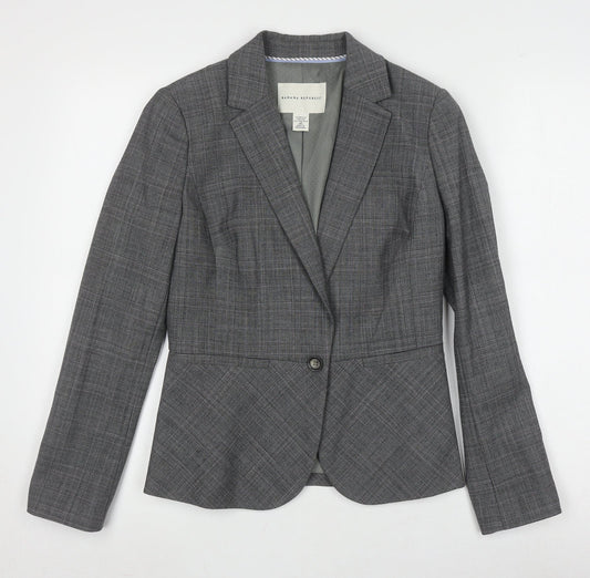 Banana Republic Women's Grey Blazer, Size 2, Check Pattern