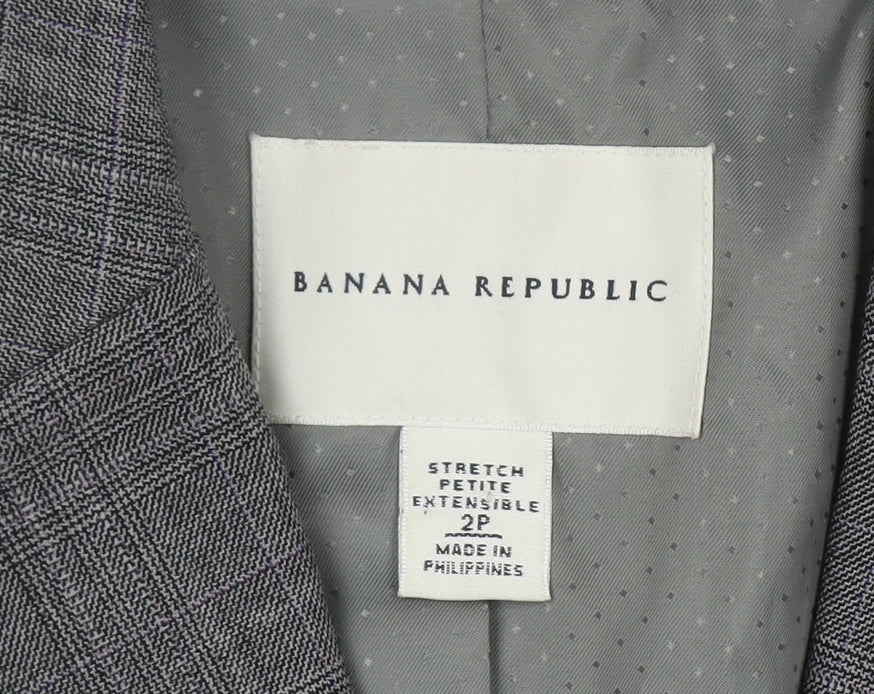 Banana Republic Women's Grey Blazer, Size 2, Check Pattern