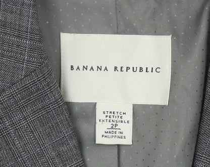 Banana Republic Women's Grey Blazer, Size 2, Check Pattern