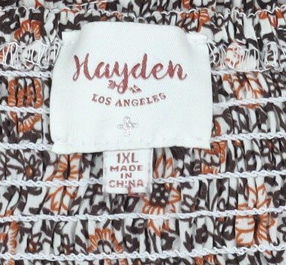 Hayden Los Angeles Women's Floral 1XL Puff Sleeve Top