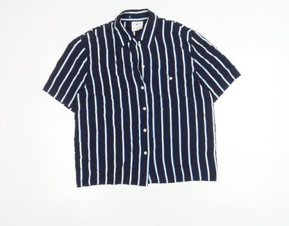 Alexon Women's Blue Striped Button-Up Shirt Size 14
