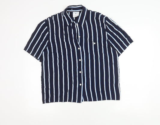Alexon Women's Blue Striped Button-Up Shirt Size 14