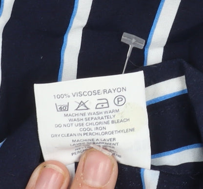 Alexon Women's Blue Striped Button-Up Shirt Size 14