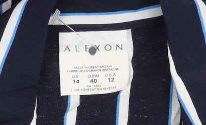 Alexon Women's Blue Striped Button-Up Shirt Size 14
