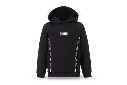 Front view of Puma boys’ black pullover hoodie - 7-8 years