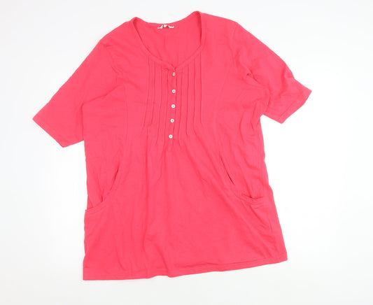 Cotton Traders Women's Red V-Neck Top Size 20