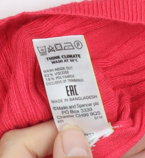 Womens UK Size 16 Marks and Spencer Red Basic Blouse