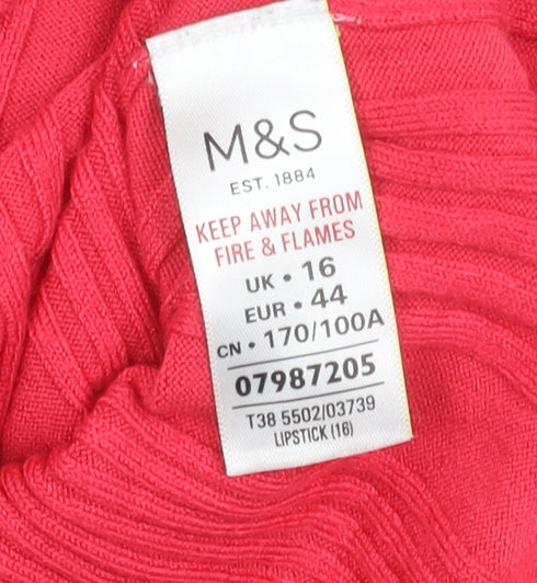 Womens UK Size 16 Marks and Spencer Red Basic Blouse
