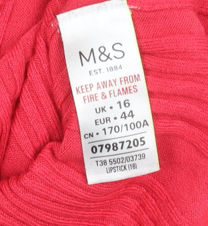 Womens UK Size 16 Marks and Spencer Red Basic Blouse