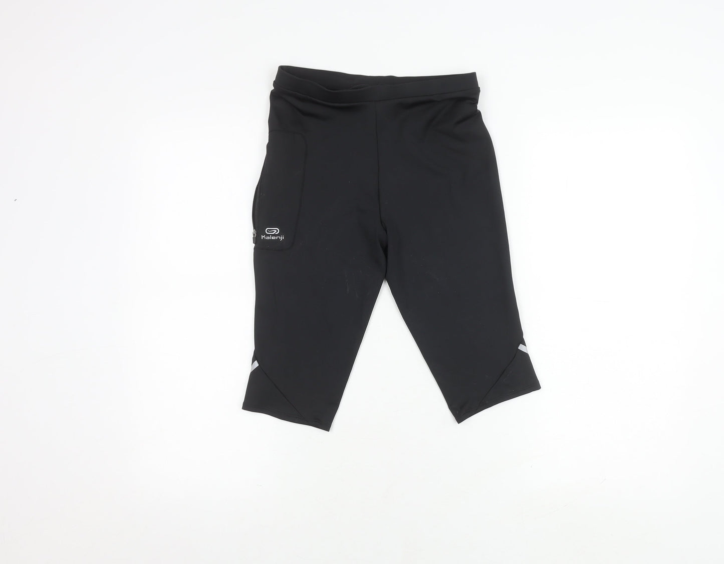 Decathlon Girls Black Running Shorts, Size 14 Years, Reflective