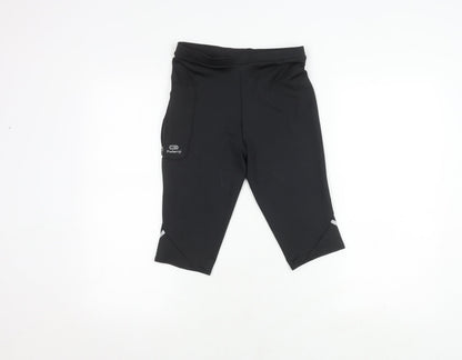 Decathlon Girls Black Running Shorts, Size 14 Years, Reflective