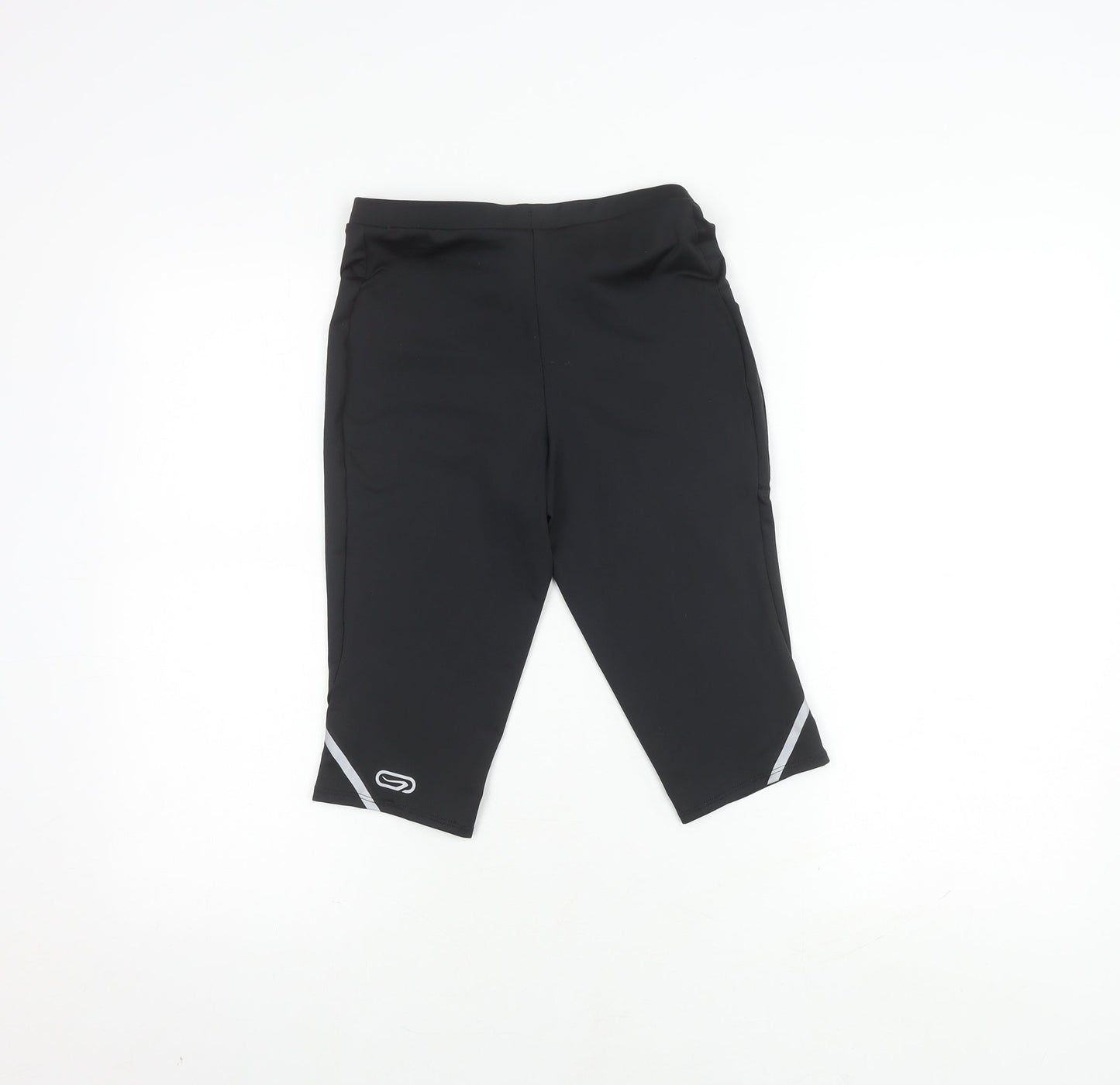 Decathlon Girls Black Running Shorts, Size 14 Years, Reflective