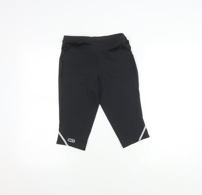 Decathlon Girls Black Running Shorts, Size 14 Years, Reflective