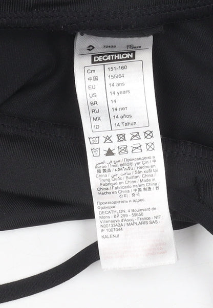 Decathlon Girls Black Running Shorts, Size 14 Years, Reflective