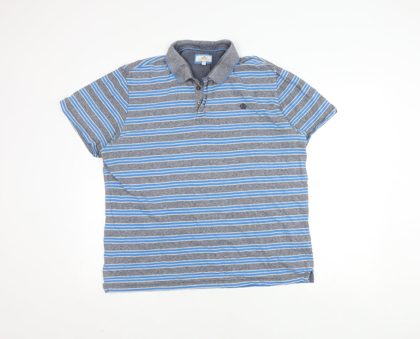 Next Men's Blue Striped Polo Shirt XL
