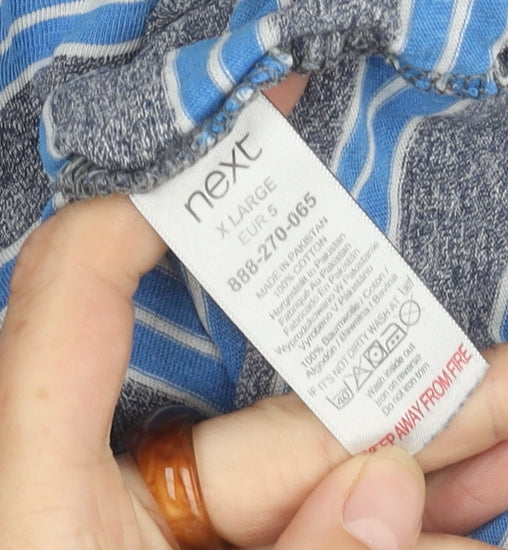 Next Men's Blue Striped Polo Shirt XL