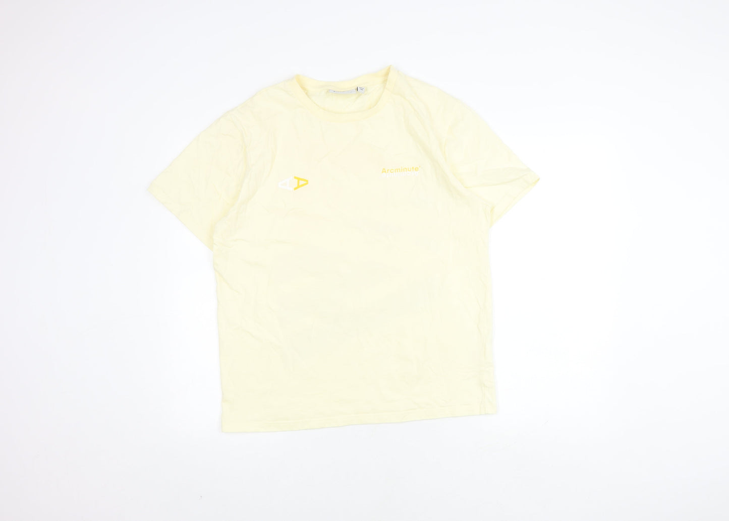 Arcminute Unisex Yellow Geometric Print T-Shirt M