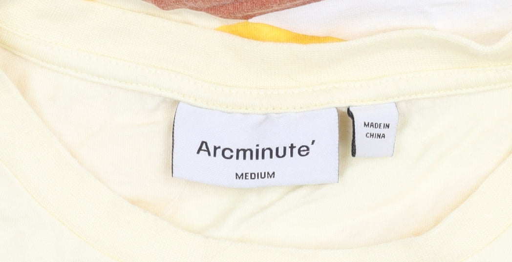 Arcminute Unisex Yellow Geometric Print T-Shirt M