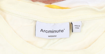 Arcminute Unisex Yellow Geometric Print T-Shirt M