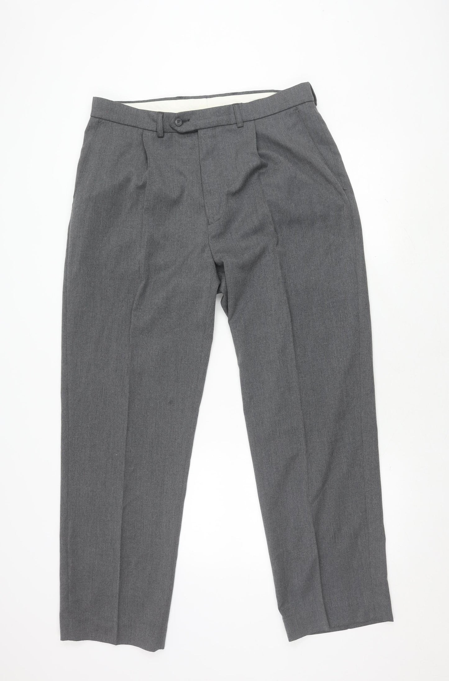 Mens UK Size S BHS Regular Fit Business Workwear Grey Trousers