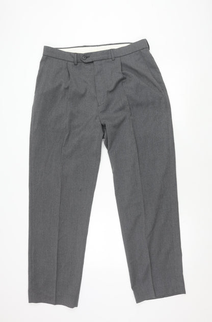 Mens UK Size S BHS Regular Fit Business Workwear Grey Trousers