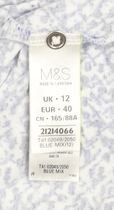 Womens UK Size 12 Marks and Spencer Blue Tunic Blouse
