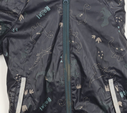 Lupilu Boys Black Dinosaur Rain Coat 2-4 Years, Waterproof, Hooded