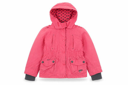 Front view of Next girls’ pink hooded jacket 5-6 years