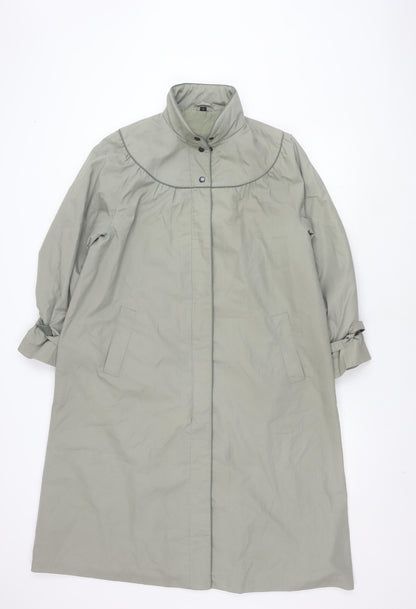 C&A Women's Grey Rain Coat - Size 10, Long, Snap Closure