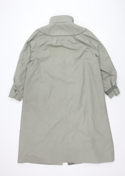 C&A Women's Grey Rain Coat - Size 10, Long, Snap Closure
