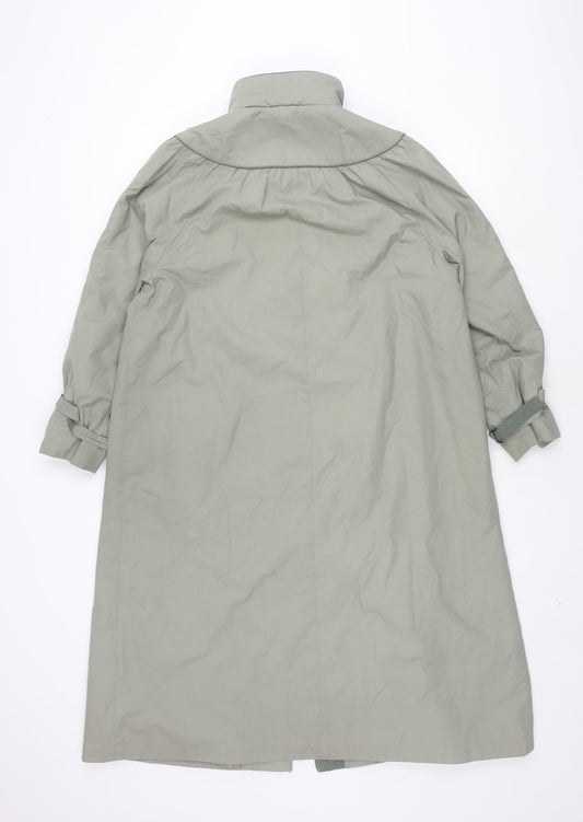 C&A Women's Grey Rain Coat - Size 10, Long, Snap Closure