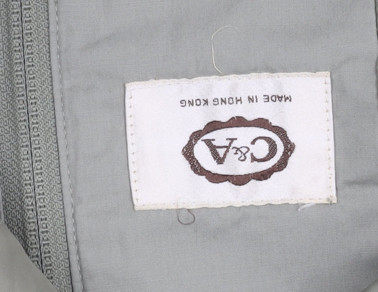 C&A Women's Grey Rain Coat - Size 10, Long, Snap Closure