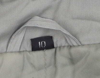 C&A Women's Grey Rain Coat - Size 10, Long, Snap Closure