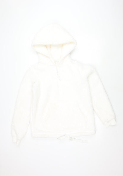 Womens UK Size 8 Fat Face White Henley Hoodie