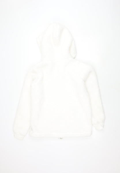 Womens UK Size 8 Fat Face White Henley Hoodie