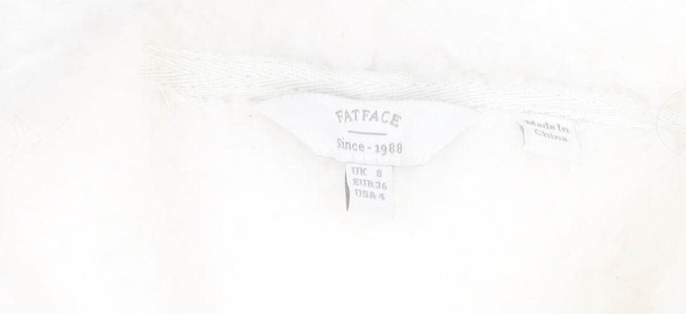 Womens UK Size 8 Fat Face White Henley Hoodie