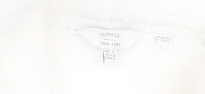 Womens UK Size 8 Fat Face White Henley Hoodie