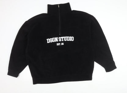 Womens UK Size 16 Boohoo Black Full Zip Sweatshirt