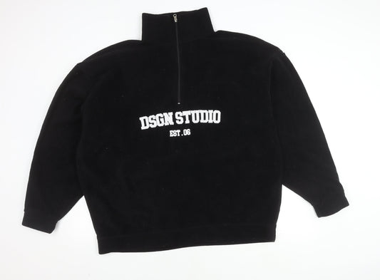 Womens UK Size 16 Boohoo Black Full Zip Sweatshirt