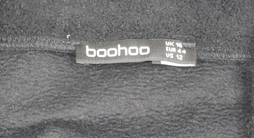 Womens UK Size 16 Boohoo Black Full Zip Sweatshirt